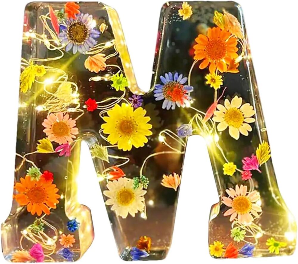 Floral Resin Night Light Embossed Resin Letters with LED Lights, 2024 New Illuminated Letter Signs - Image 25