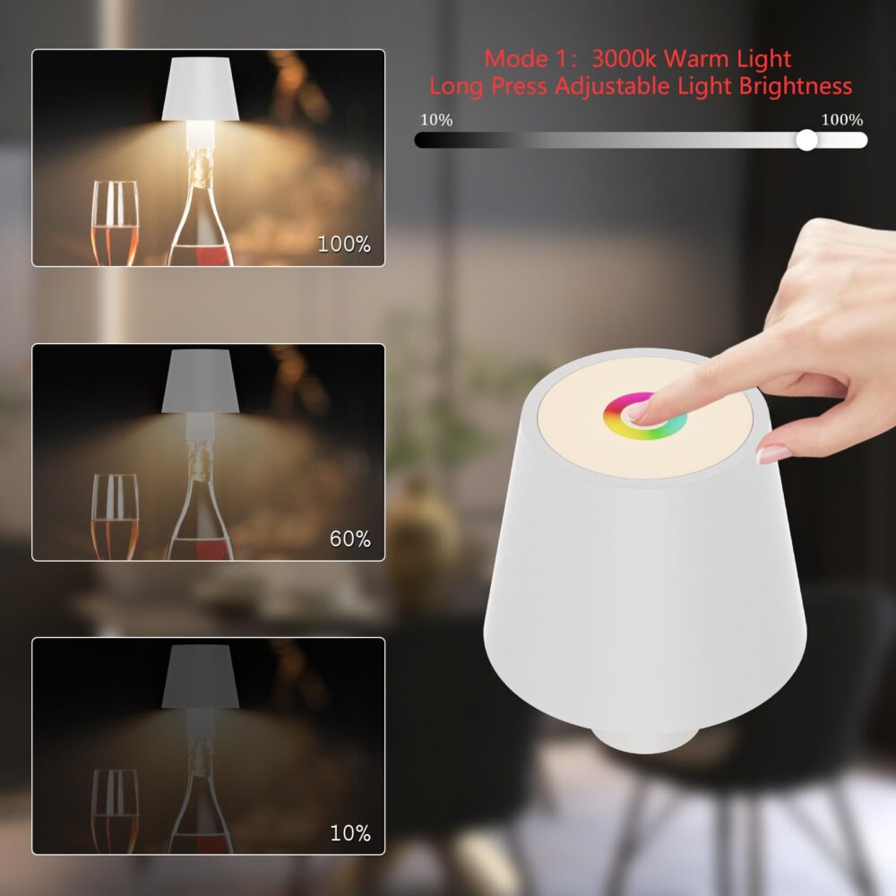 Wireless Bottle Lamp 2024 New 3 Color Stepless Dimming Bottle Lamp Wireless Charging Outdoor Rechargeable Touch Lamp Table Lamp Bar Lamp - Image 4
