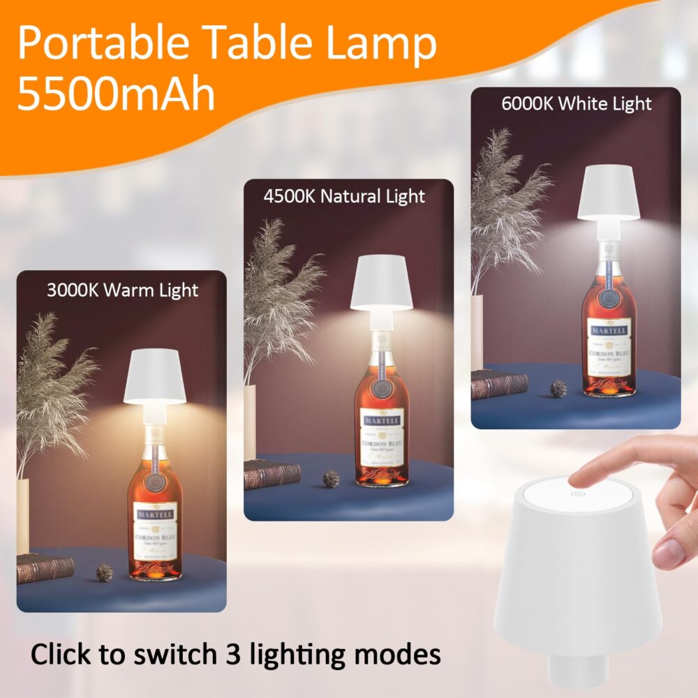 Wireless Bottle Lamp 2024 New 3 Color Stepless Dimming Bottle Lamp Wireless Charging Outdoor Rechargeable Touch Lamp Table Lamp Bar Lamp - Image 7