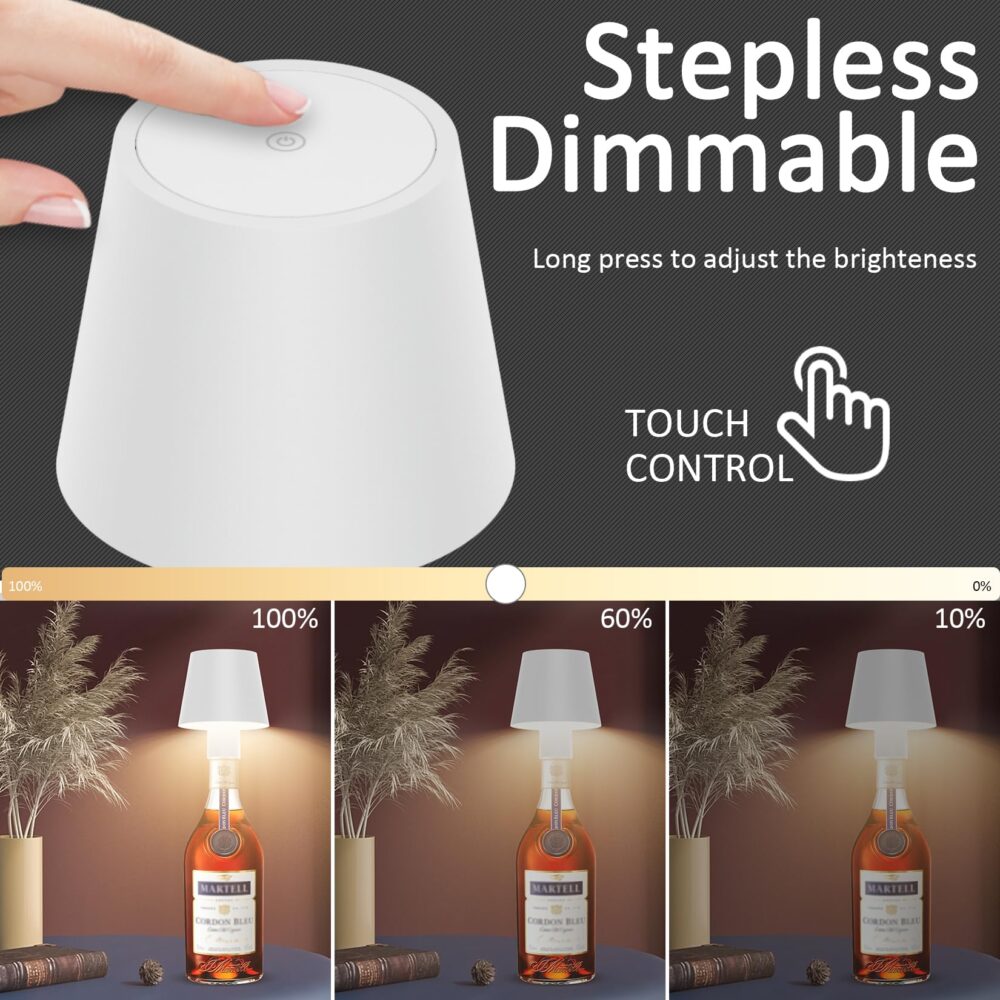 Wireless Bottle Lamp 2024 New 3 Color Stepless Dimming Bottle Lamp Wireless Charging Outdoor Rechargeable Touch Lamp Table Lamp Bar Lamp - Image 8
