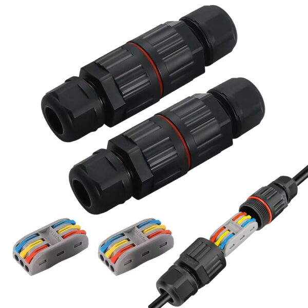 Outdoor Waterproof Junction Box 2 pcs 3-pin IP68 Cable Connector / Quick Terminal (Waterproof up to 4 Meters)