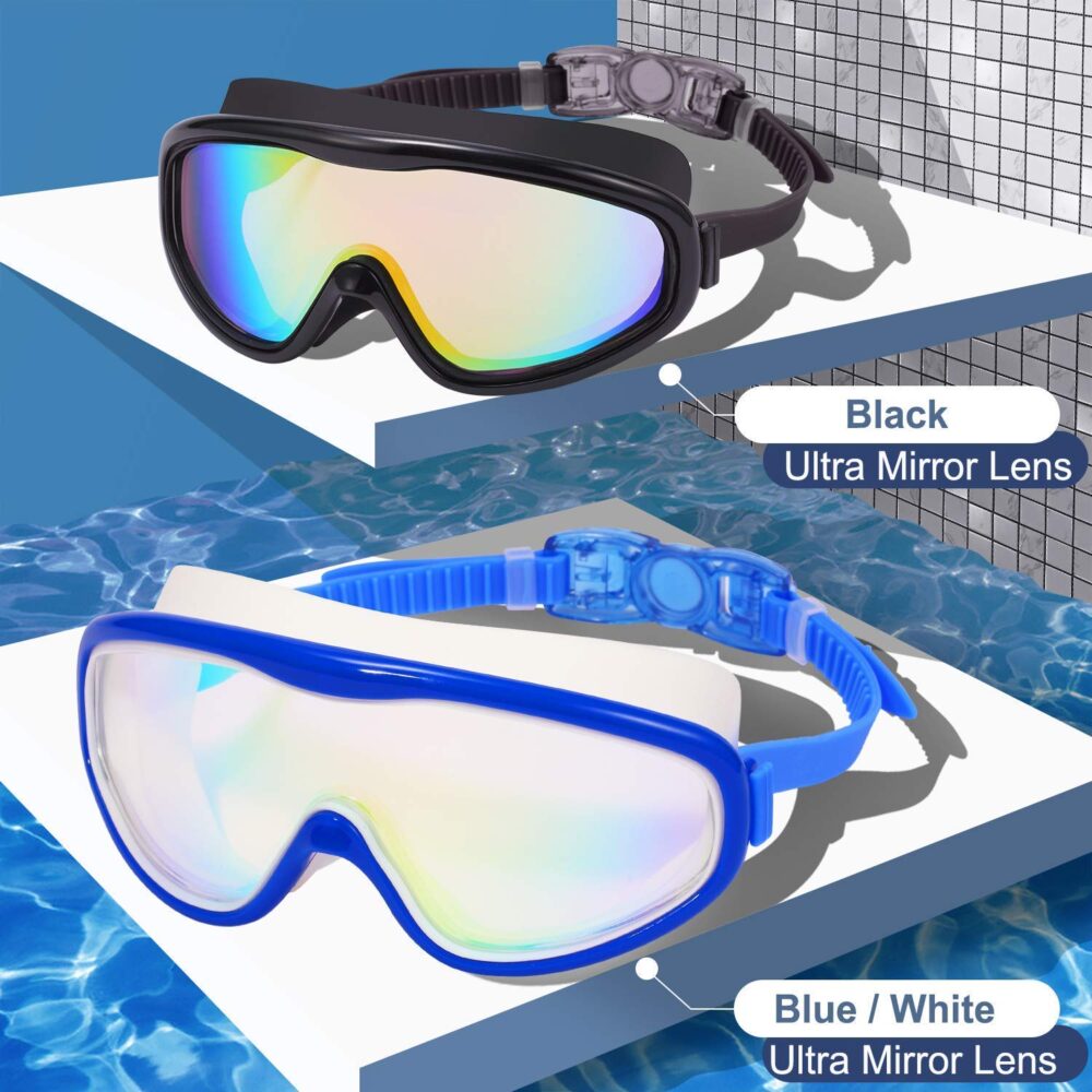 Braylin Adult Swim Goggles, Wide View Swim Goggles for Men Women Youth Teen, Anti-Fog & UV , Over 15 - Image 2