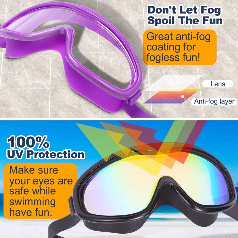 Braylin Adult Swim Goggles, Wide View Swim Goggles for Men Women Youth Teen, Anti-Fog & UV , Over 15 - Image 7