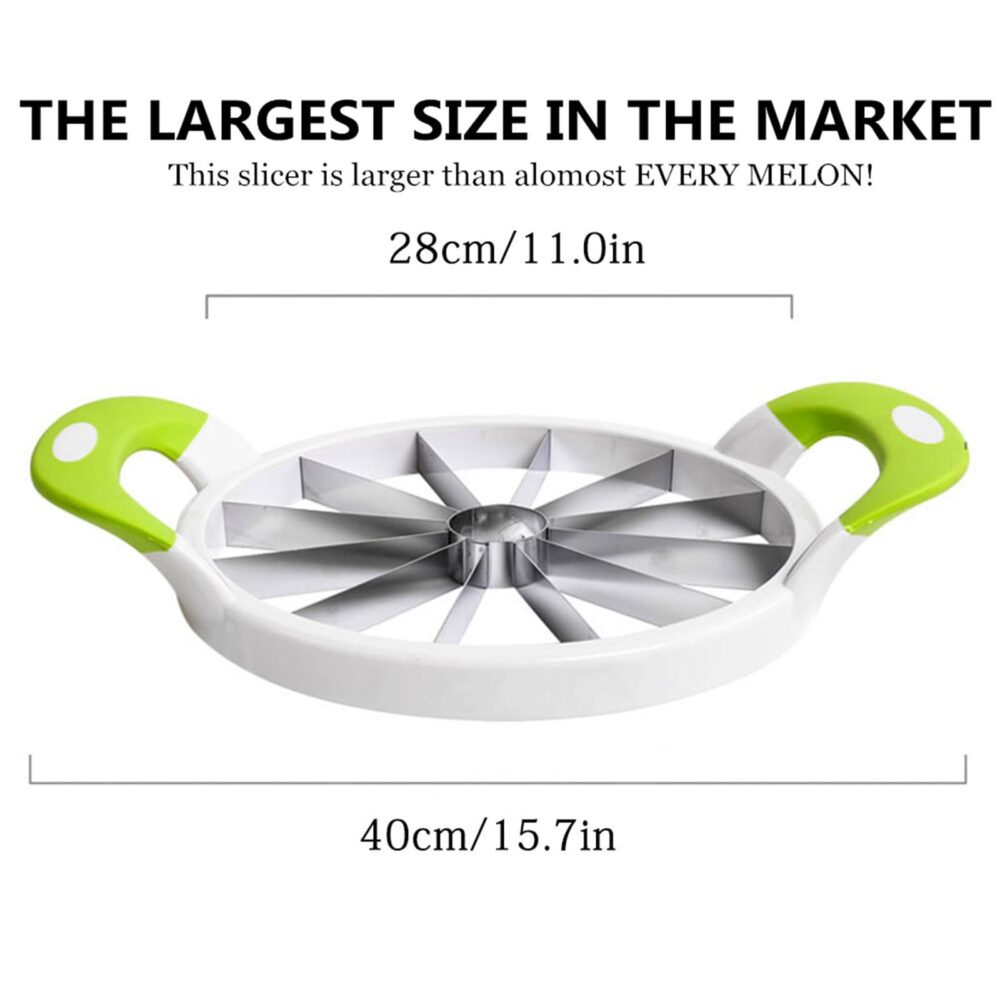 Extra Large Watermelon Cutter Slicer Tool Watermelon Cutter, Stainless Steel Watermelon Slicer, Comfort Silicone Handle, Fruit Slicer Cutter Corer for Cantaloup Melon, Pineapple, Honeydew, Round - Image 5