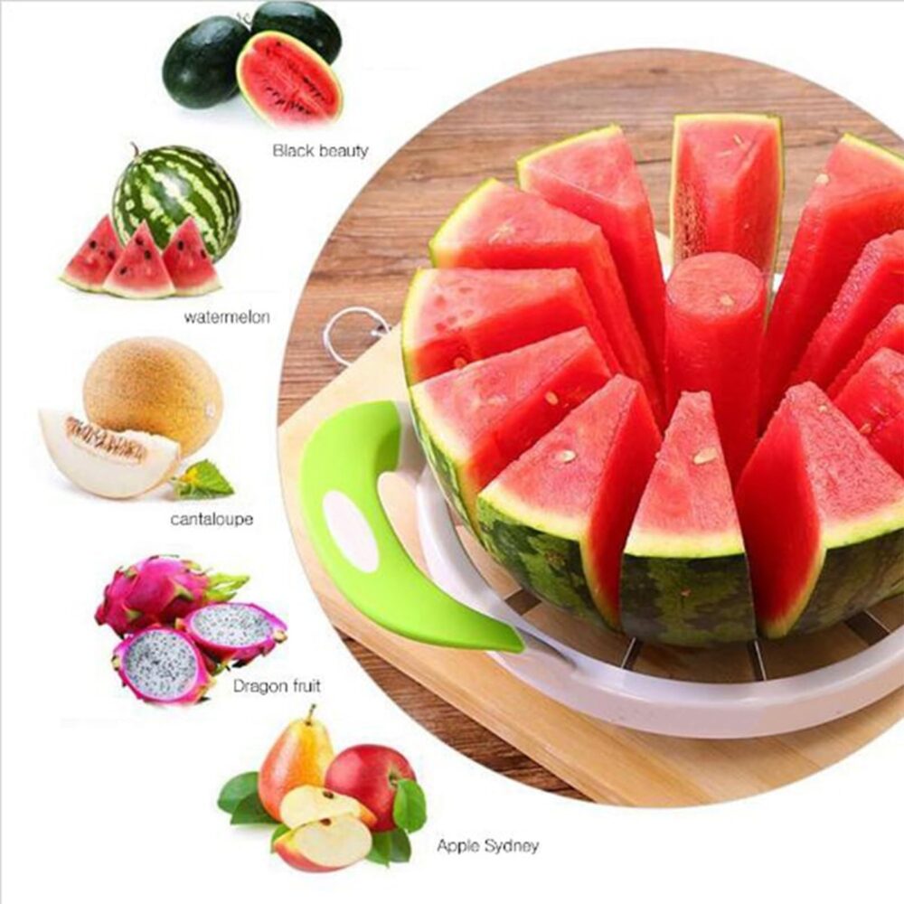 Extra Large Watermelon Cutter Slicer Tool Watermelon Cutter, Stainless Steel Watermelon Slicer, Comfort Silicone Handle, Fruit Slicer Cutter Corer for Cantaloup Melon, Pineapple, Honeydew, Round - Image 4