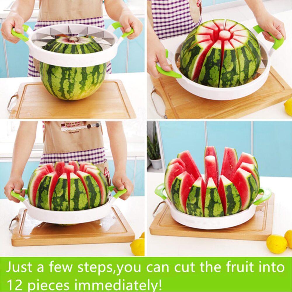Extra Large Watermelon Cutter Slicer Tool Watermelon Cutter, Stainless Steel Watermelon Slicer, Comfort Silicone Handle, Fruit Slicer Cutter Corer for Cantaloup Melon, Pineapple, Honeydew, Round - Image 7
