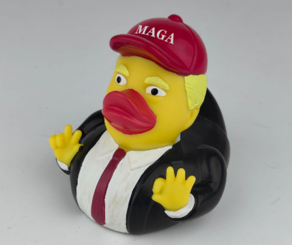 2024 Latest Funny Double Middle Finger Ducks: Donald Trump Yellow Duck Doll Funny Baby Toys Ducky for Jeeps Fist Pump Funny Duck Toy Kids Jeep Ducks Gifts - Black Trump Duck - OK