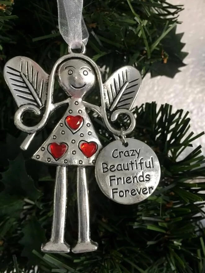 Angel Friendship Ornament Gift-Best Friend Gift - Crazy Beautiful Friends Forever
