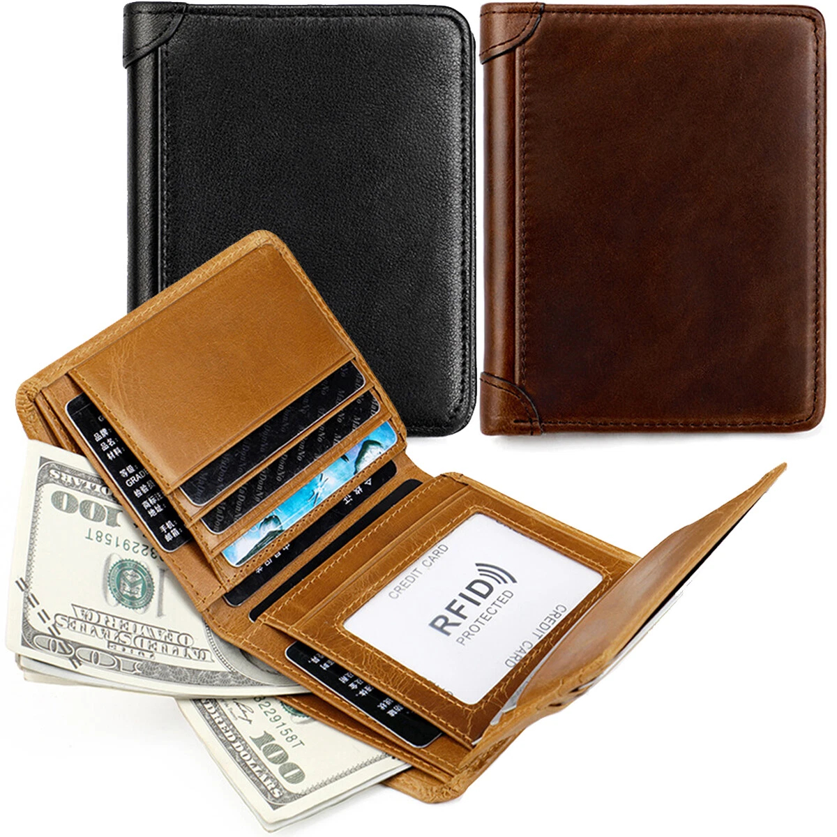 🔥Men's Essentials✨💰Multi-functional RFID Blocking Waterproof Durable Genuine Leather Wallet🎁 - Black
