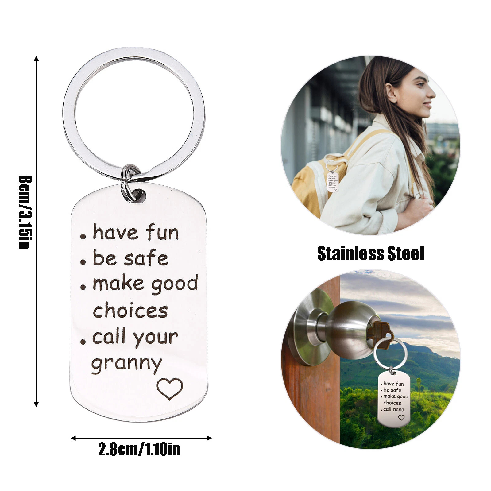Have Fun, Be Safe, Make Good Choices and Call Your Grandma/Grandpa Keychain - Image 7