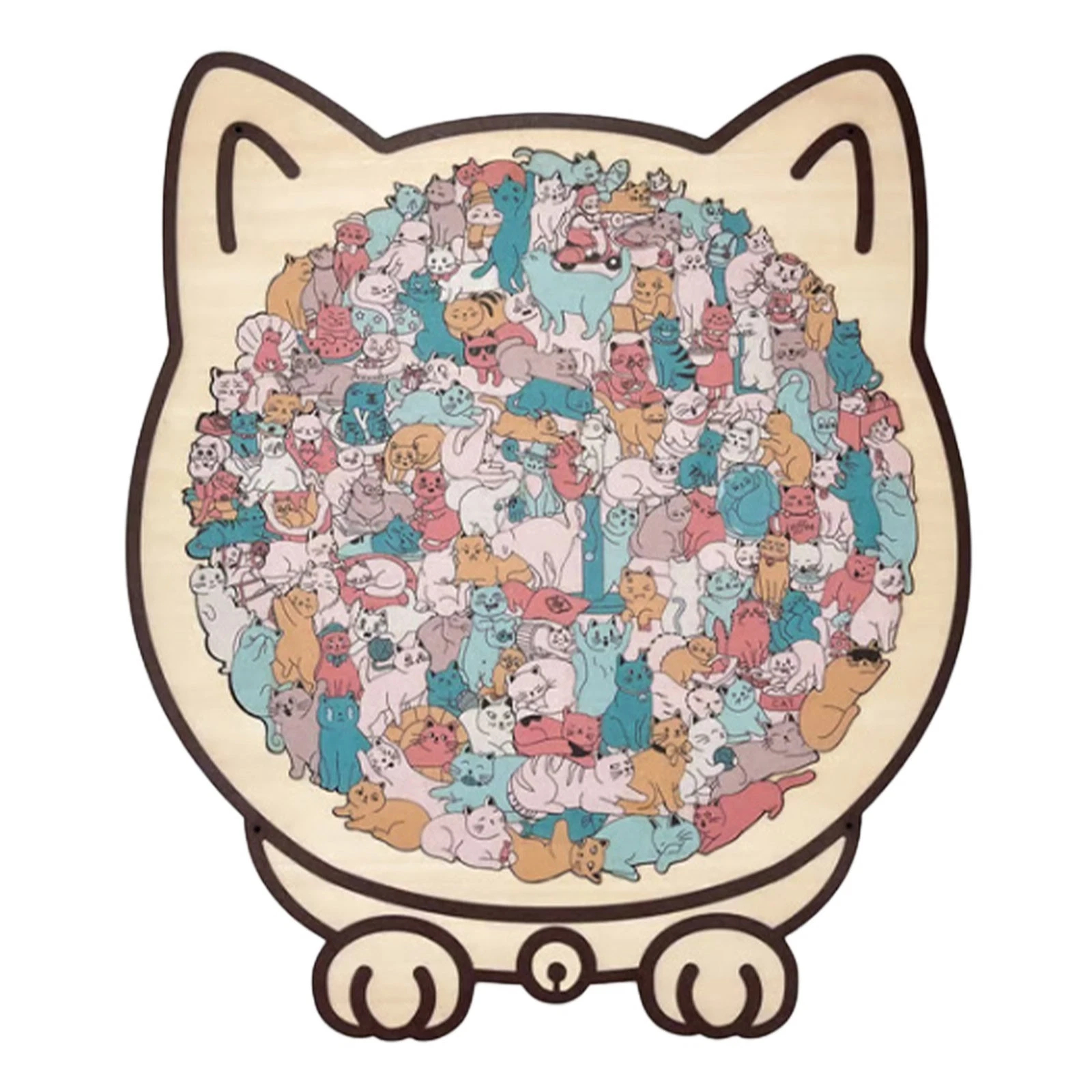 135-Piece Morandi-Colored Cat Shaped Wooden Jigsaw Puzzle - Image 8