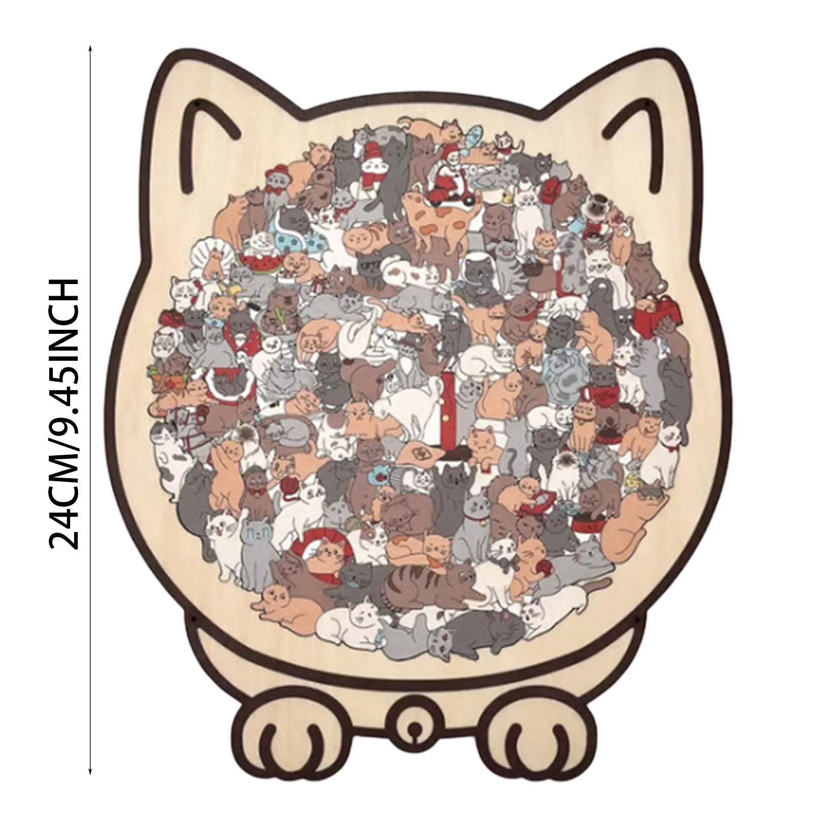 135-Piece Morandi-Colored Cat Shaped Wooden Jigsaw Puzzle - Image 12