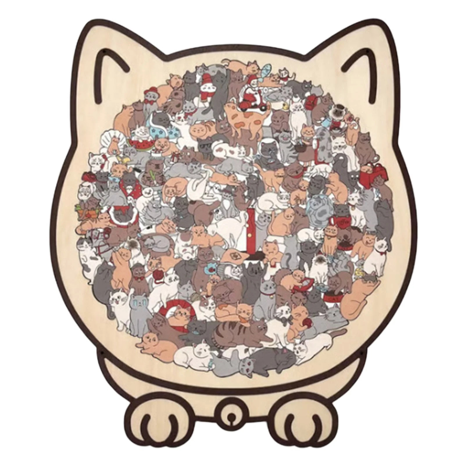 135-Piece Morandi-Colored Cat Shaped Wooden Jigsaw Puzzle - Image 15