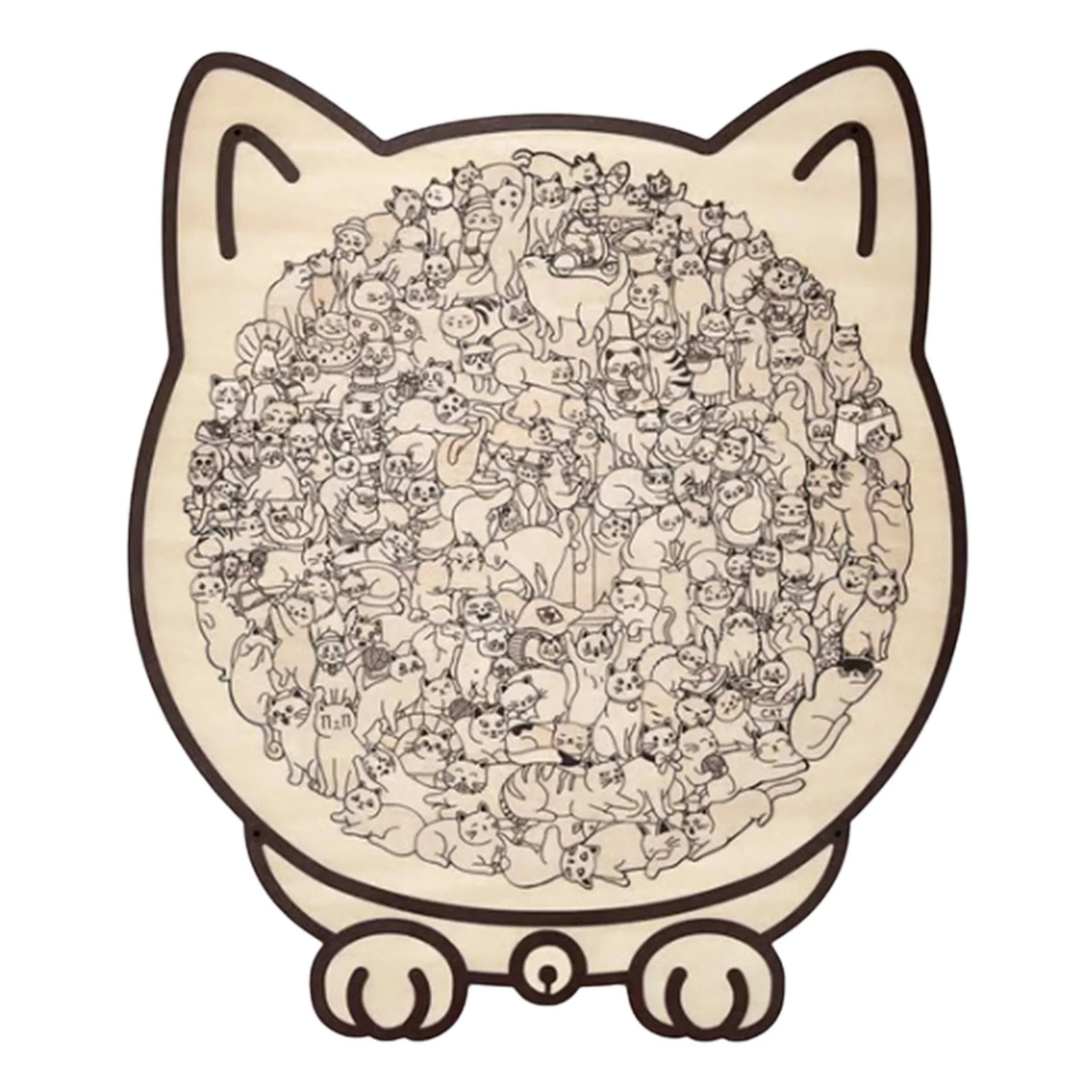 135-Piece Morandi-Colored Cat Shaped Wooden Jigsaw Puzzle - Image 16