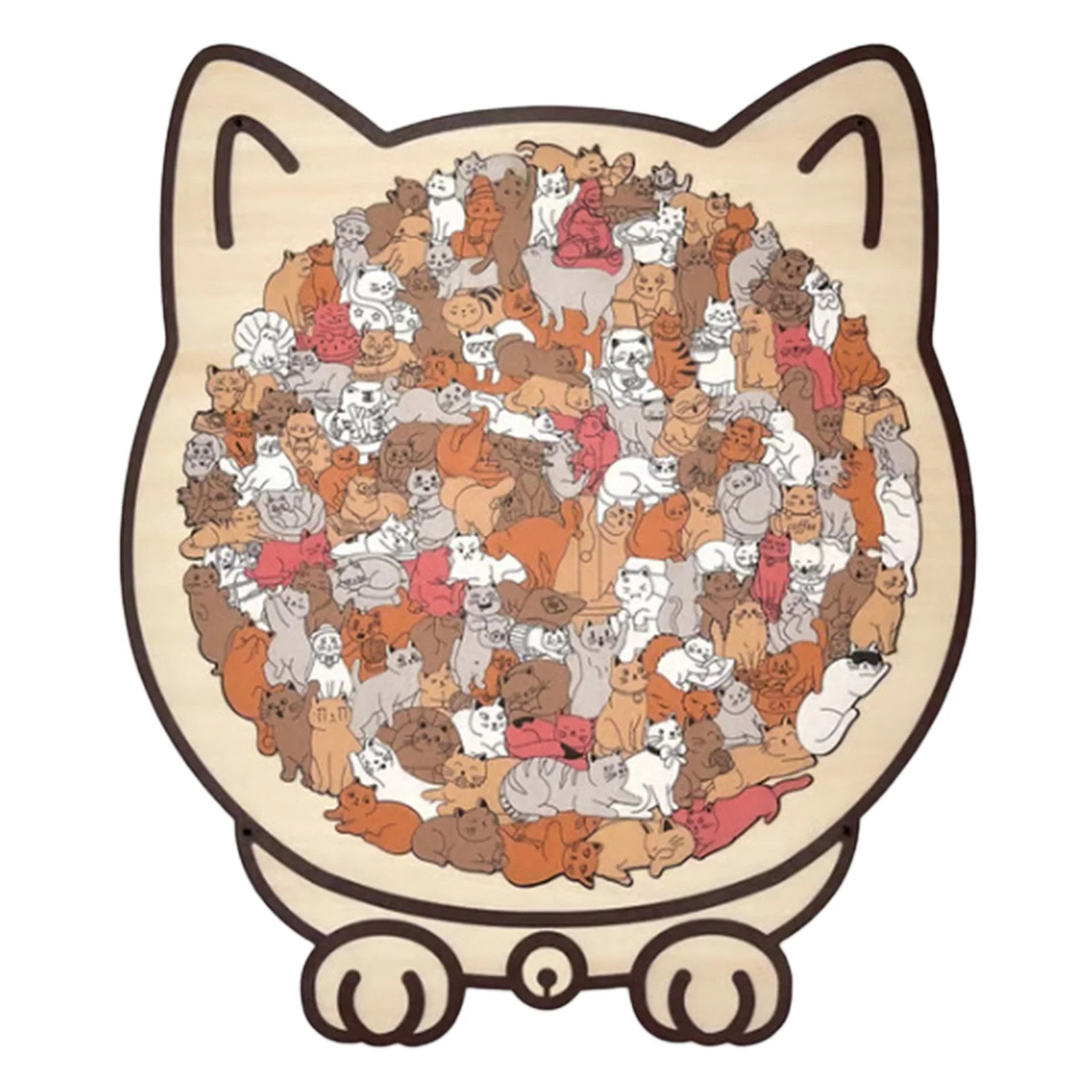 135-Piece Morandi-Colored Cat Shaped Wooden Jigsaw Puzzle - Image 19